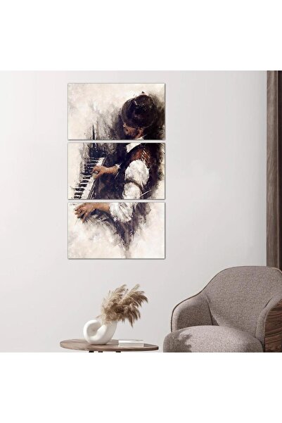 Generic لوحه جداريه رسمة فنية لرجل يعزف البيانو - ٢٤٥٦٢ - مقسمه ثلاثة قطع