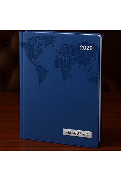 promosyon denizi Isme Özel Lacivert Dünya Baskılı Ajanda 2026 Tarihli - Isme ...