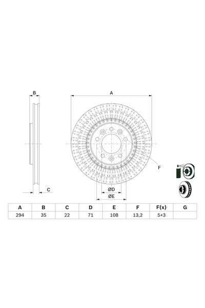 Bosch Спирачен диск Citroen Jumpy 3 Bus/Jumpy 3 Body/Jumpy 3 Platform/Chassis...