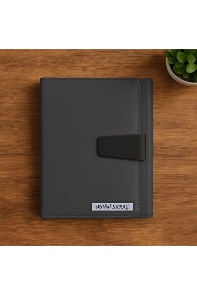 promosyon denizi Isme Özel Mıknatıs Kilitli Antrasit Organizer Ajanda 2026 Ta...