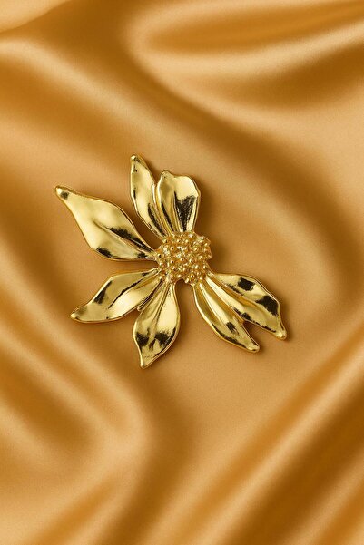 LUFES Gold Yarım Çiçek Kadın Küpe