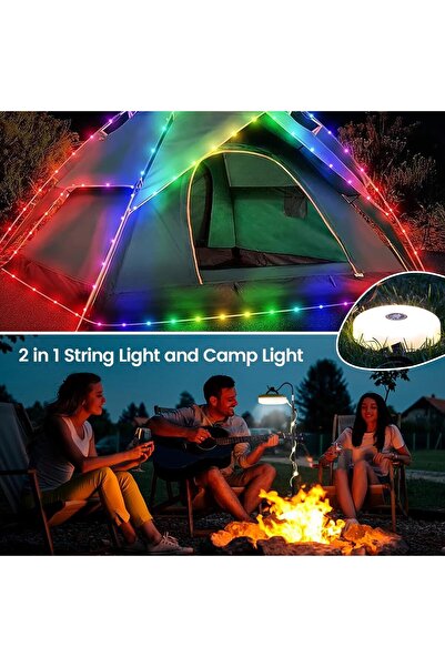 Zen Store Camping String Lights, 2 in 1 Tangle-Free String Lights with 8 Adjustable Modes, LED Camping Lantern