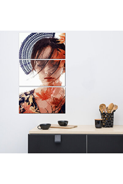 Generic لوحه جداريه - رسمة إمرأه آسيويه ٣٠٠٣٨ - مقسمه ثلاثة قطع - مقسمه ثلاثة قطع