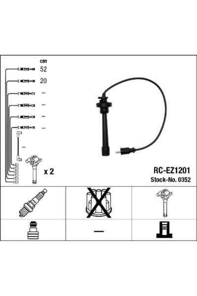 NGK Ignition Wiring Set Mazda 323 F 6/323 S 6 Sedan/Mpv 2