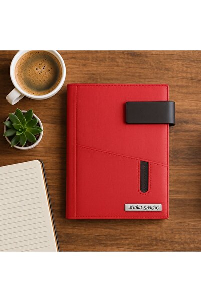 promosyon denizi Isme Özel Mıknatıs Kilitli Kırmızı Ajanda 2026 Tarihli - Ism...