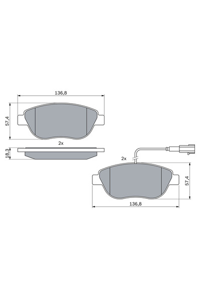 Bosch Set Placute Frana Frana Disc Abarth 500 / 595 / 695/500C / 595C / 695C ...
