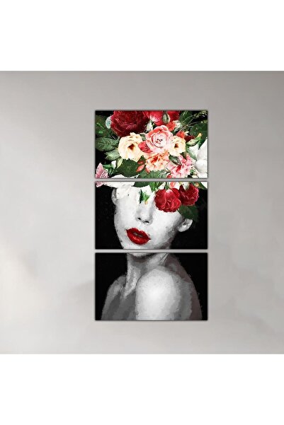 Generic لوحه جداريه مودرن رسمة إمرأة - 24001 - مقسمه ثلاثة قطع