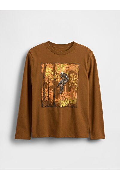 GAP Erkek Çocuk Açık Kahverengi Grafik T-Shirt