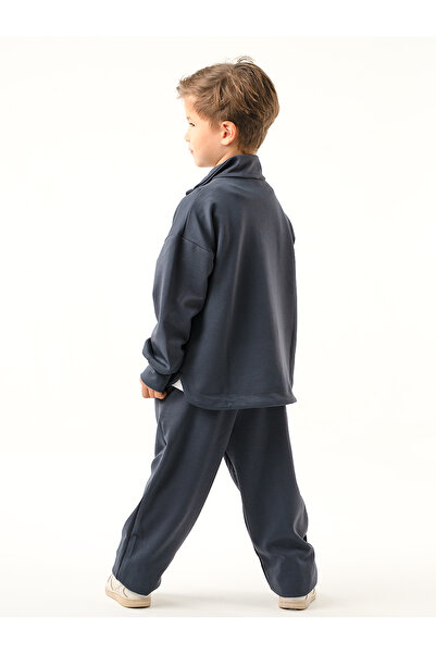 Catz Kids Boy's Zipper Dark Gray Soft Modal Tracksuit Set