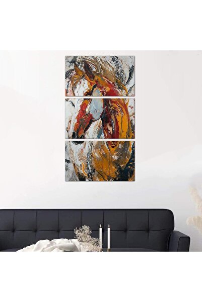 Generic لوحه جداريه مودرن رسمة خيل - ٢٤٥١٠ - مقسمه ثلاثة قطع