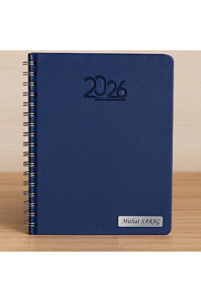 promosyon denizi Kişiye Özel 2026 Tarihli Spiralli Lacivert Ajanda ve Kalem Seti