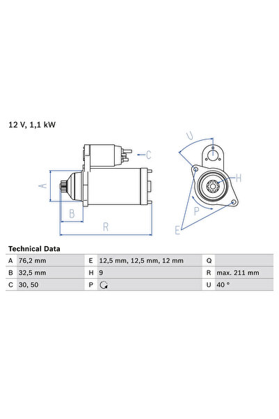 Bosch Starter Vw Corrado/Golf 1/Golf 2