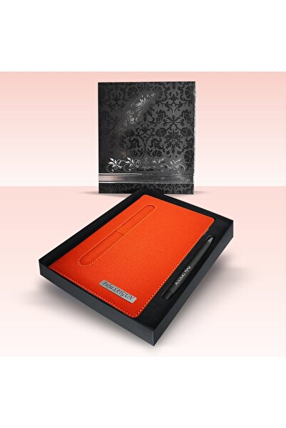 promosyon denizi Kişiye Özel Kutulu 2026 Tarihli Önden Kalemlikli Turuncu 17x...