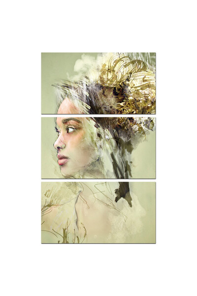 Generic لوحه جداريه - رسمه لإمرأه - م1546 - مقسمه ثلاثة قطع