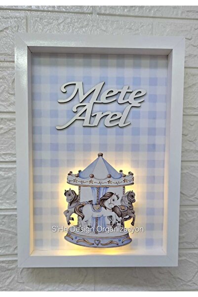 s'he design organizasyon LEDLİ AHŞAP OBJELİ KAPI SÜSÜ / ERKEK BEBEK İSMİNE ÖZEL HASTANE DOĞUM ODASI KAPI SÜSÜ