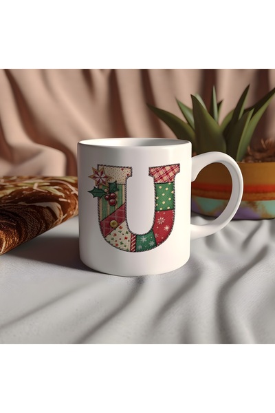 Beramussa Letter U New Year Themed Mug Cup - New Year Concept Patched Effect ...