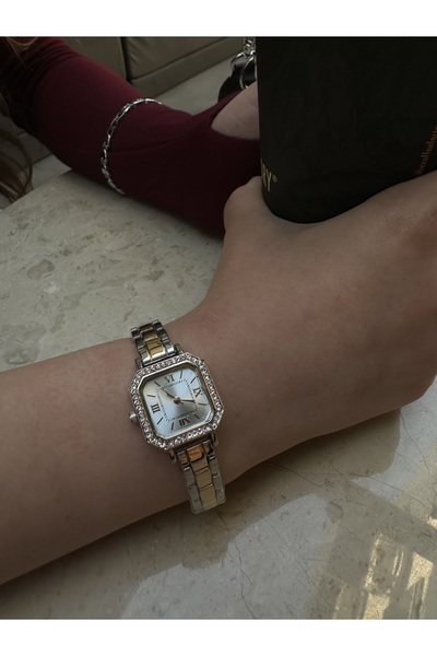 Coliseum Gümüş Gold Detay Kordon Taşlı Minimal Pintereset Kadın Kol Saati