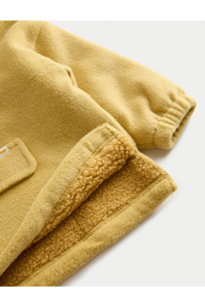 Marks & Spencer Pamuk Karışımlı Yarım Fermuarlı Kapüşonlu Polar Üst (0-3 Yaş)