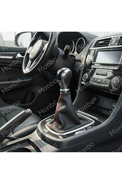 monbc غطاء ناقل الحركة الرياضي ذو الخياطة المستقيمة باللون الأحمر عالي الجودة ومتين مصنوع من الجلد الصناعي الأسود لسيارة بي إم دبليو E21