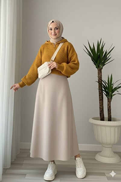 Blue Morpho Fusta Hijab din țesătură Puff Scuba cu fermoar