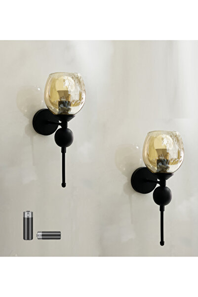 gaziantepavize Saka Siyah Kasa Bal Camlı Metal Pilli Aplik - 2 Adet - Özel Ta...