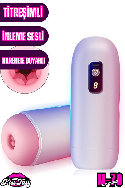 İnleme Sesli Şarjlı Harekete Duyarlı Titreşimli Ultra Gerçekçi Suni Vajina Otomatik Mastürbatör