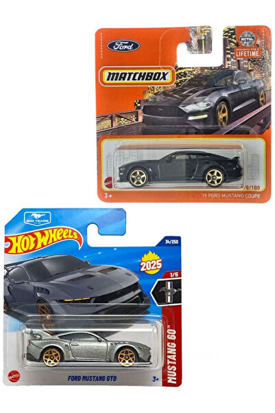 HOT WHEELS 2 Araç Set - Matchbox ’19 Ford Mustang Coupe - Siyah & Ford Mustan...