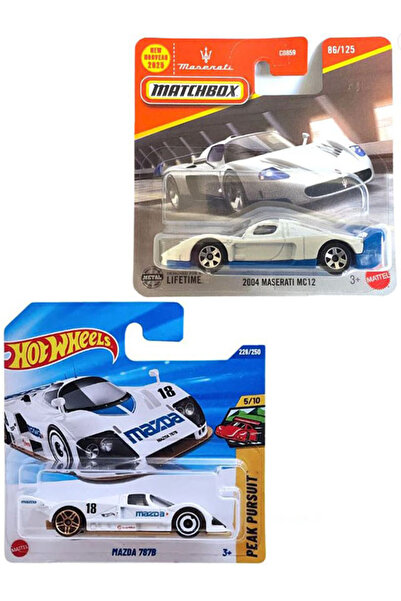 HOT WHEELS 2 Araç Set - Mazda 787B & Matchbox 2004 Maserati MC12 (1/64) Beyaz