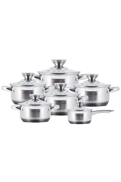 Kamille Set of 6 Pots with Lids, Ofenbach, Stainless Steel, 1.1 L - 6 L, 14 - 24 cm, Silver / Transparent
