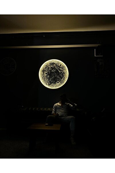 Moon 100 cm dolunay tablo gün ışığı led rengi antrasit gri çerçeve rengi nde ...