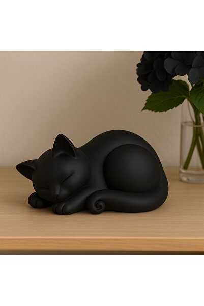 Hızarcıoğlu 3D Baskı Uyuyan Kedi Biblo - Minimalist Ev ve Ofis Dekoru (El Yap...