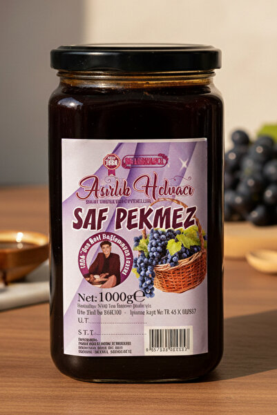 Asırlık Helvacı İsmail Umutlu Helva ve Reçelleri Saf Üzüm Pekmezi 1 kg – Katkısız, Doğal Enerji Kaynağı, Geleneksel Taş Baskı Üretim