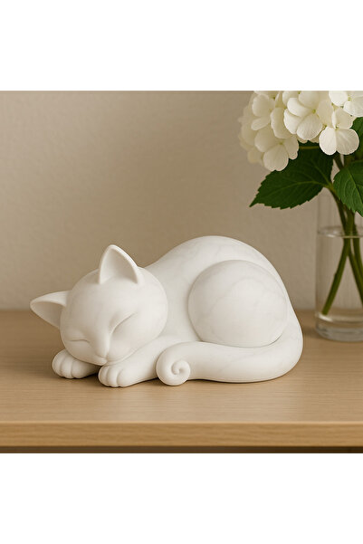 Hızarcıoğlu 3D Baskı Uyuyan Kedi Biblo - Minimalist Ev ve Ofis Dekoru (El Yap...