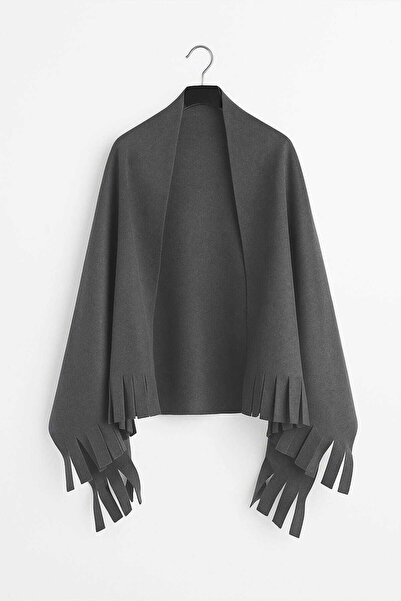 merland benvecocuk Softiva Polar Shoulder Shawl 70X180 cm Unisex Winter Shawl Anthracite Gray