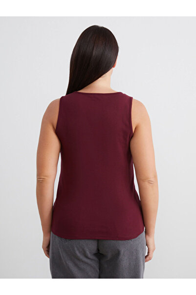 LC Waikiki Peak New Season Plus Size U-Neck Rhinestone Women's Tank Top