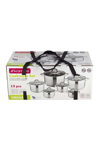 Kamille Kamille 12-piece stainless steel pot set, 1 L-6.5 L, induction, stainless steel, silver
