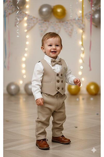 Serackids Yelekli Bebek Çocuk Takım Elbise Set