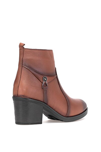 Voyager 9361 Γυναικείες μπότες με τακούνι από γνήσιο δέρμα καφέ