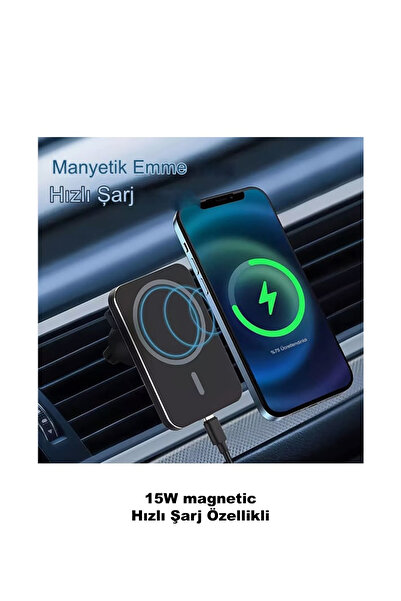 bewn Yeni Nesil MegSafe Araç İçi Telefon Tutucu - Şarj Cihazı 15w Hızlı Şarjlı