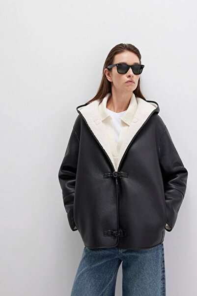 Mavi Women's Oversize Black Faux Leather Jacket