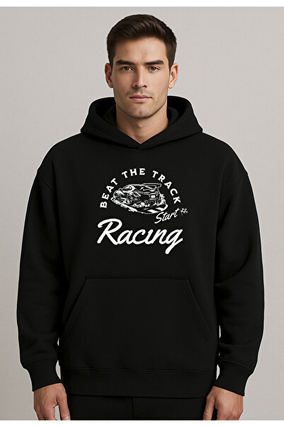 Advantage Hanorac negru de bază cu logo-ul Beat The Track Racing