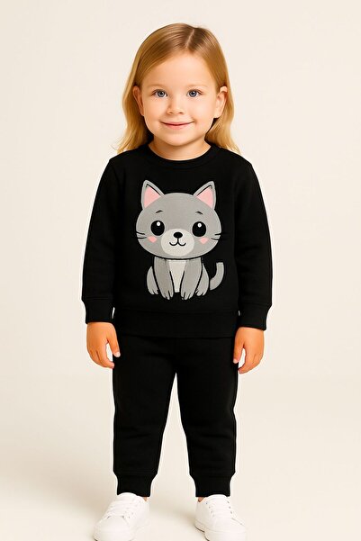 MODA Χειμερινό σετ φόρμας για κορίτσια και αγόρια cat PRINT 3 4 5 6 7 8 9 10 ...