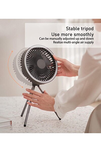 fulina Portable Camping Fan with Light,10000mah Rechargeable Tent Fan with Hook,Battery Operated Fan