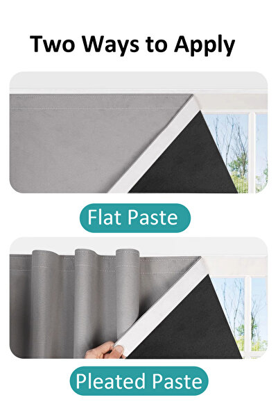 Generic Velcro Curtains, 100% Blackout, 1 Panel, 2mW *2.3mH, Fits Windows 1-1.3m Wide, Black