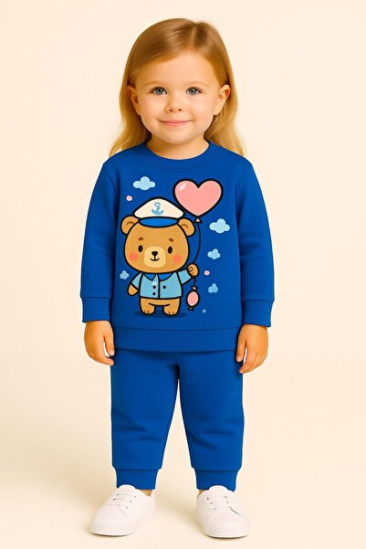 MODA طقم رياضي شتوي للأولاد والبنات طباعة الدببة 3 4 5 6 7 8 9 10 11 12 سنة ل...