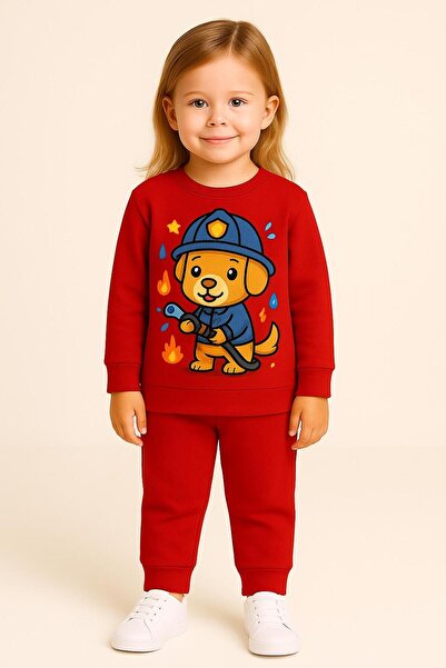 MODA Set de trening de iarnă pentru fete și băieți, cu imprimeu câine pompier...