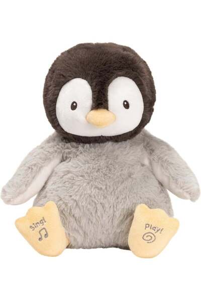 Gund دمية البطريق كيسي المتحركة للأطفال، أسود/أبيض/رمادي، 12 بوصة