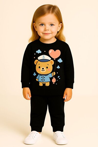 MODA طقم رياضي شتوي للأولاد والبنات طباعة الدببة 3 4 5 6 7 8 9 10 11 12 سنة ل...