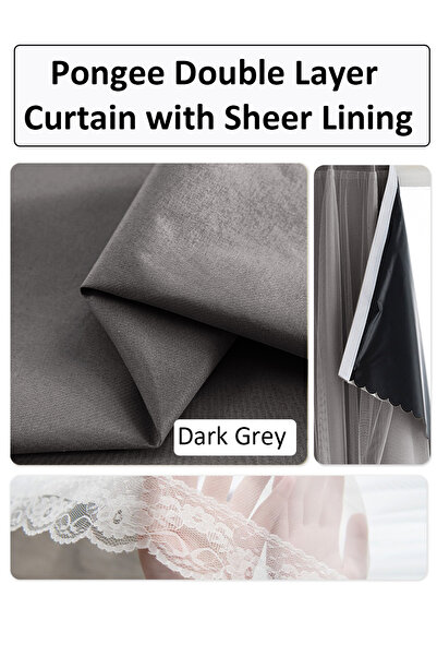 Generic Velcro Curtains with Sheer, 100% Blackout, 1 Panel, 1.5mW *2mH,Fits Windows 0.75-1m Wide, #Dark Grey