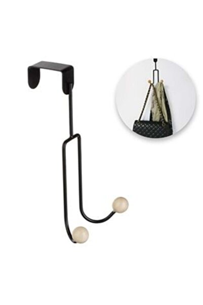 SHOPIENS Cârlig dublu negru pentru ușă 19 x 11 cm